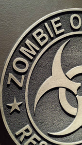 zombie outbreak response team plaque brass finish