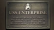 Star Trek USS Enterprise Dedication plaque replica