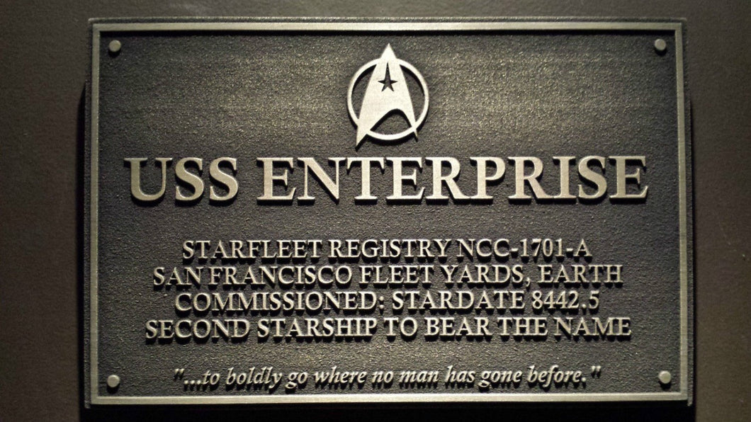 Star Trek USS Enterprise Dedication plaque replica