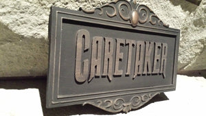 Disney Prop Haunted Mansion Attraction Caretaker Plaque Sign