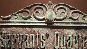 Disney Prop Haunted Mansion Attraction Servants Quarters no entry Plaque Sign ANTIQUE FINISH